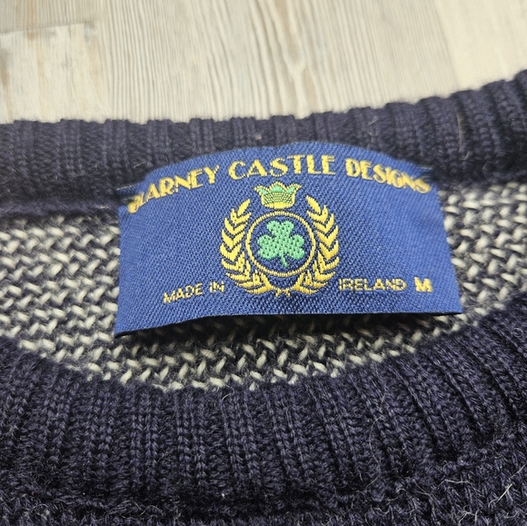 Blarney Castle Designs Sweater Medium Shamrocks Wool Fairisle - Picture 3 of 14